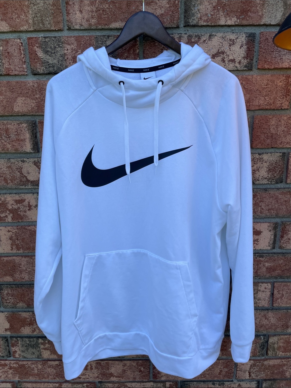 Nike White Hoodie with Black Swoosh Logo